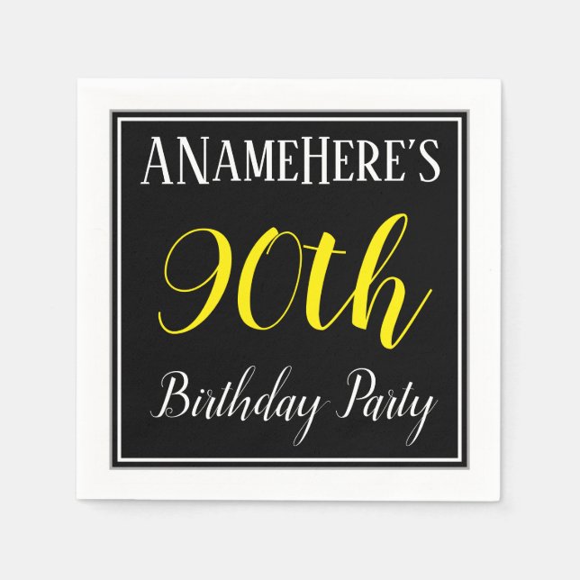 Simple, 90th Birthday Party w/ Custom Name Napkin (Front)