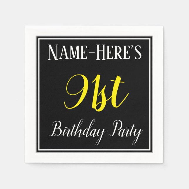 Simple, 91st Birthday Party w/ Custom Name Napkin (Front)