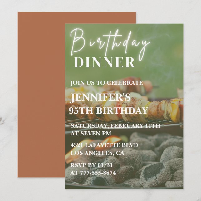 Simple 95th birthday invitations Bbq Backyard  (Front/Back)