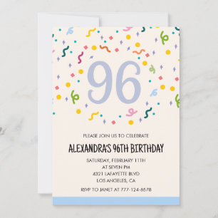 Simple 96th birthday invitations Confetti Modern  
