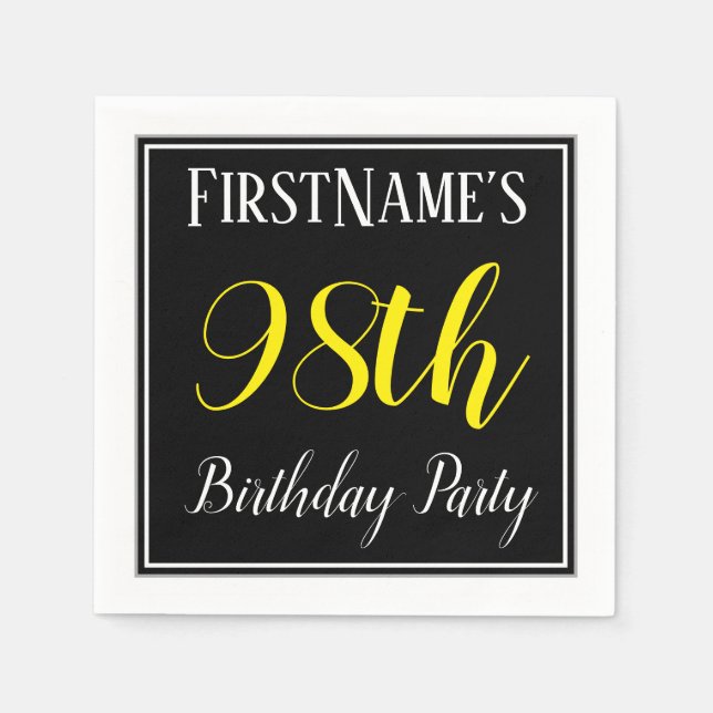 Simple, 98th Birthday Party w/ Custom Name Napkin (Front)