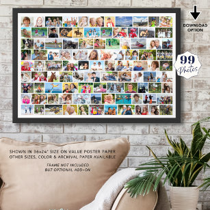 Simple 99 Photo Collage Custom Colour Poster
