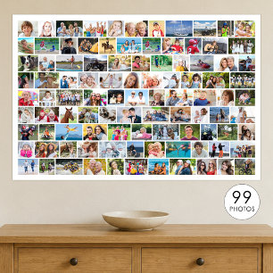 Simple 99 Photo Collage Custom Colour Poster