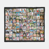 Simple 99 Photo Collage Squares Black Fleece Blanket (Front (Horizontal))