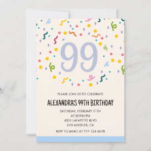 Simple 99th birthday invitations Confetti Modern