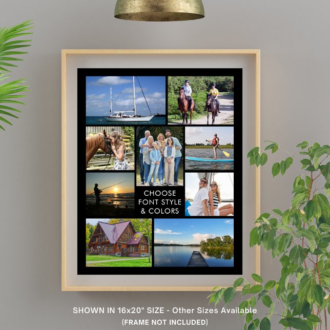 Simple 9 Photo Collage Custom Colour Personalised Poster (Creator Uploaded)
