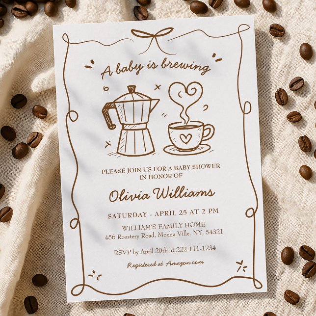 Simple A Baby Is Brewing Coffee Baby Shower Invitation (Creator Uploaded)