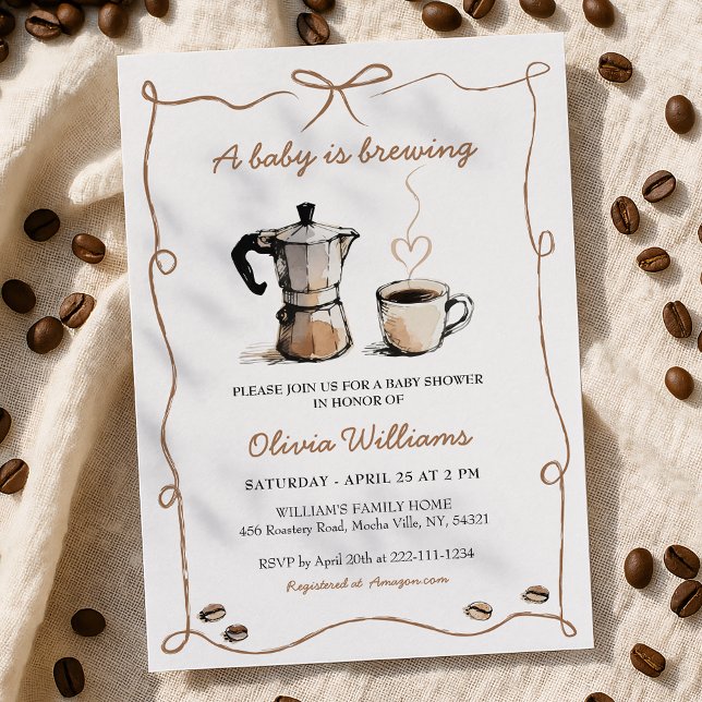 Simple A Baby Is Brewing Coffee Baby Shower Invitation (Creator Uploaded)