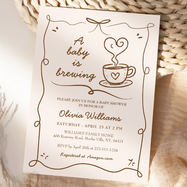 Simple A Baby Is Brewing Coffee Baby Shower Invitation (Creator Uploaded)