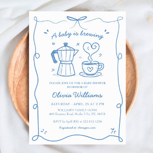 Simple A Baby Is Brewing Coffee Boy Baby Shower Invitation