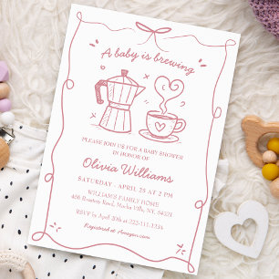 Simple A Baby Is Brewing Coffee Girl Baby Shower Invitation