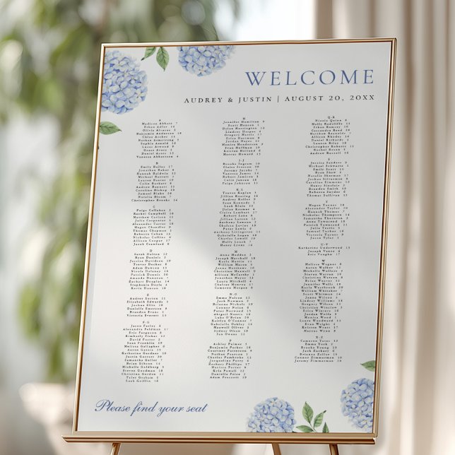 Simple ABC Seating Chart,  Hydrangea, XL Poster (Creator Uploaded)