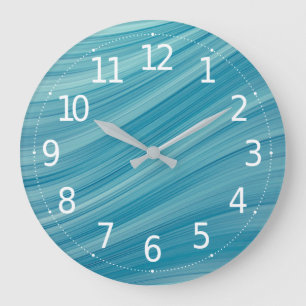 Simple Abstract Blue Wave Lines   Wall Clock