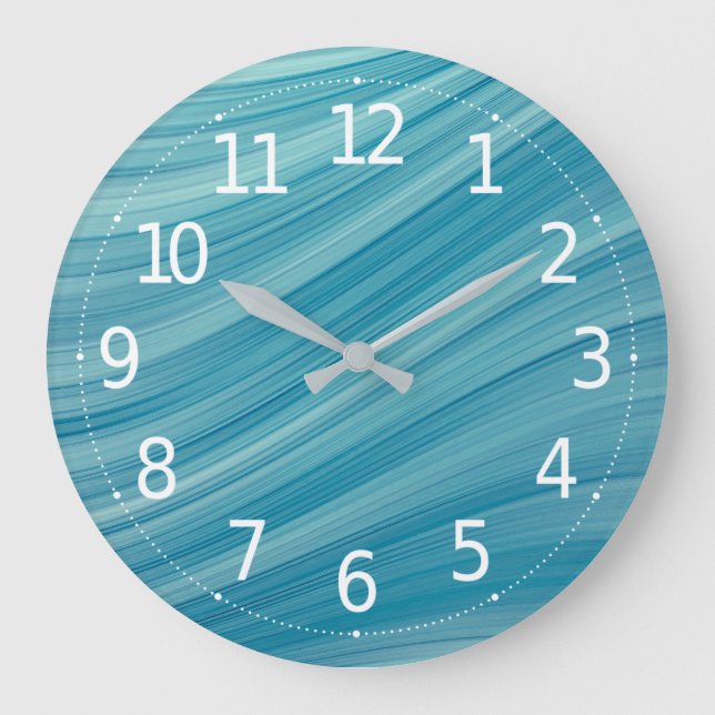 Simple Abstract Blue Wave Lines | Wall Clock (Front)