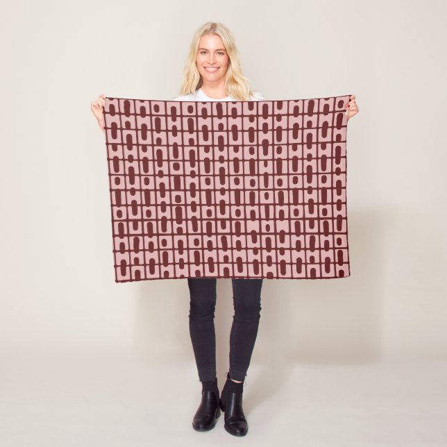 Simple Abstract Burgundy Pink Pattern Fleece Blanket (In Situ)