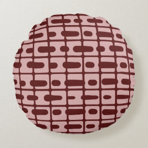 Simple Abstract Burgundy Pink Pattern Round Cushion