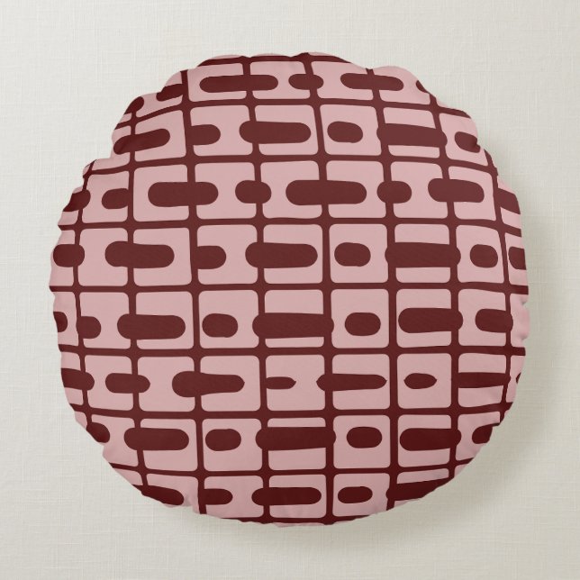 Simple Abstract Burgundy Pink Pattern Round Cushion (Front)