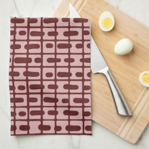 Simple Abstract Burgundy Pink Pattern Tea Towel