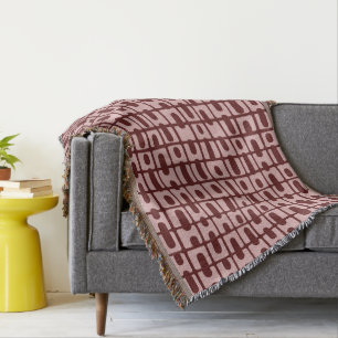 Simple Abstract Burgundy Pink Pattern Throw Blanket