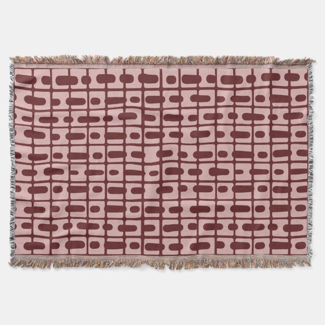 Simple Abstract Burgundy Pink Pattern Throw Blanket (Front)