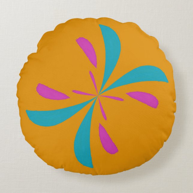 Simple Abstract Butterfly Flight Pattern Round Cushion (Front)