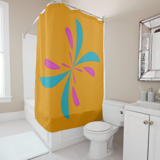 Simple Abstract Butterfly Flight Pattern Shower Curtain (In Situ)