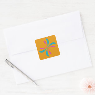 Simple Abstract Butterfly Flight Pattern Square Sticker