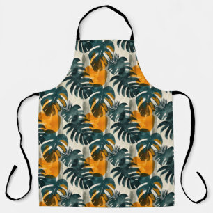 Simple abstract pattern with leaves of monstera, f apron