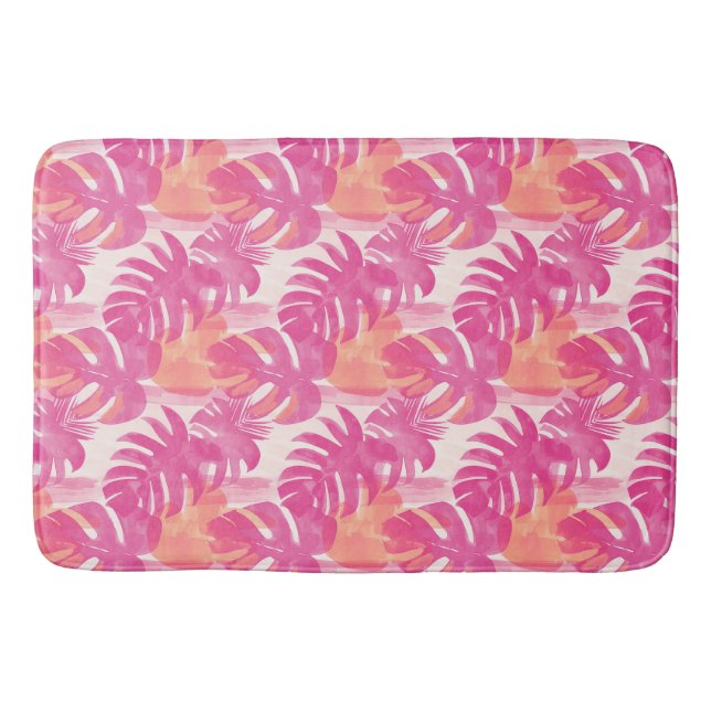 Simple abstract pattern with leaves of monstera, f bath mat (Front)