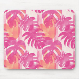 Simple abstract pattern with leaves of monstera, f mouse pad