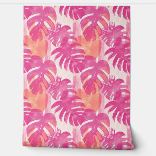 Simple abstract pattern with leaves of monstera, f wallpaper