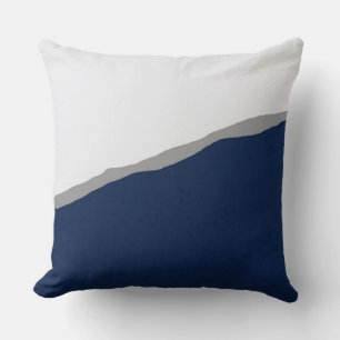 Simple Abstract Ripped Stripe Dark Blue Grey Cushion