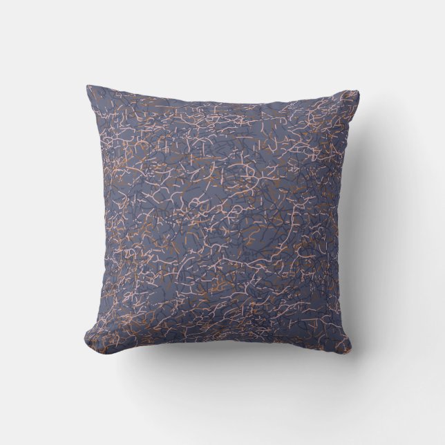 Simple Abstract Thread Art Blue Pattern Cushion (Front)