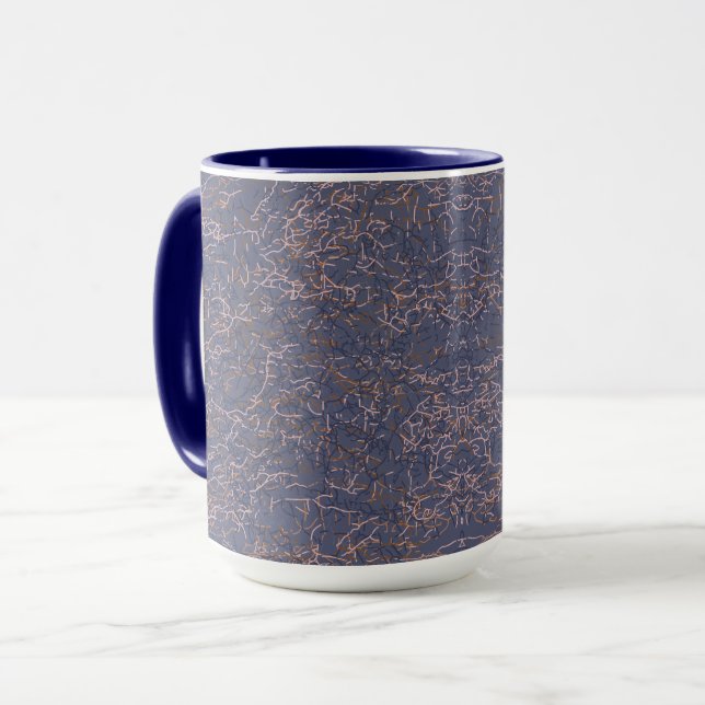 Simple Abstract Thread Art Blue Pattern Mug (Front Left)
