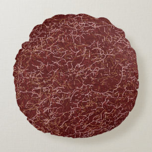 Simple Abstract Thread Art Red Pattern Round Cushion