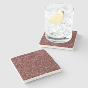 Simple Abstract Thread Art Red Pattern Stone Coaster