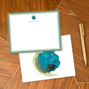 Simple Abstract Watercolor Personalised Stationery Card