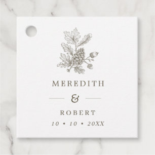 Simple Acorn & Pinecone Fall Wedding Favour Tags