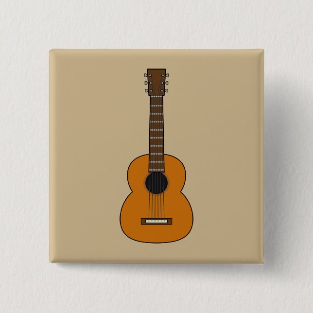 Simple Acoustic Guitar Cartoon 15 Cm Square Badge (Front)