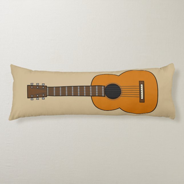 Simple Acoustic Guitar Cartoon Body Cushion (Front)