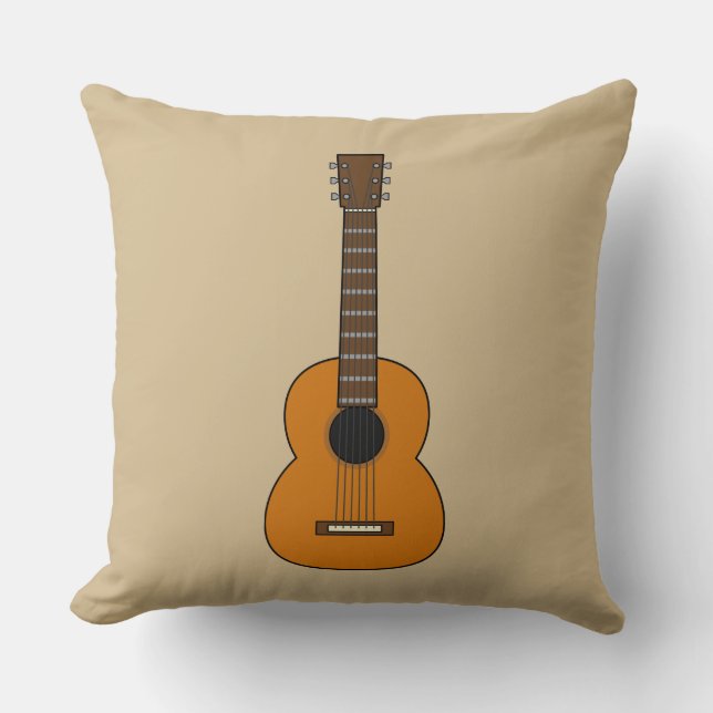 Simple Acoustic Guitar Cartoon Cushion (Front)
