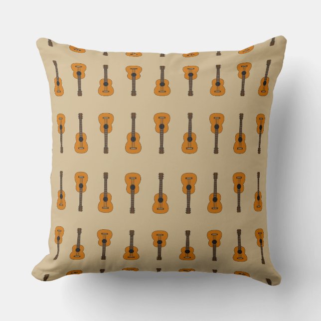 Simple Acoustic Guitar Cartoon Cushion (Front)