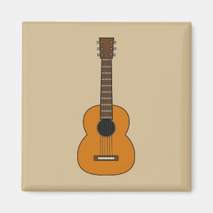 Simple Acoustic Guitar Cartoon Magnet