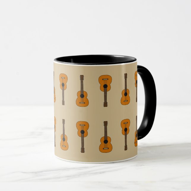 Simple Acoustic Guitar Cartoon Mug (Front Right)