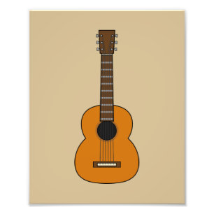 Simple Acoustic Guitar Cartoon Photo Print