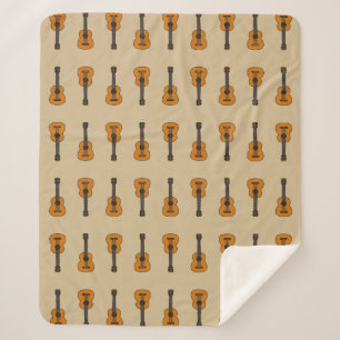 Simple Acoustic Guitar Cartoon Sherpa Blanket
