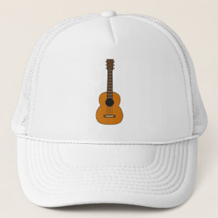 Simple Acoustic Guitar Cartoon Trucker Hat