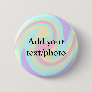 Simple acrylic pour marble add your text name cust 6 cm round badge