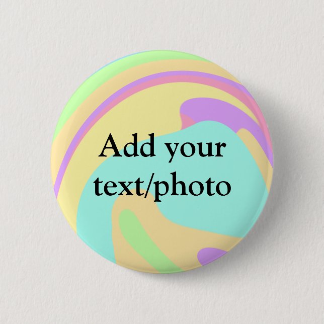 Simple acrylic pour marble add your text name cust 6 cm round badge (Front)
