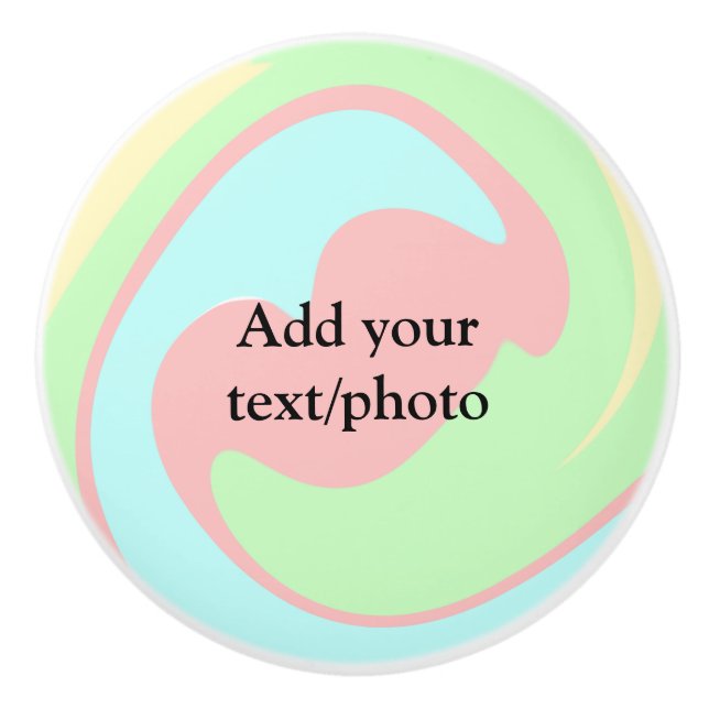 Simple acrylic pour marble add your text name cust ceramic knob (Front)